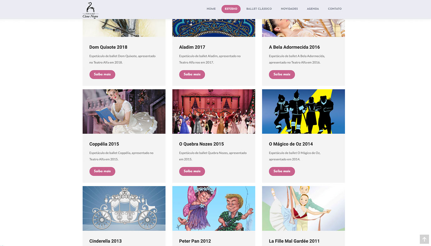 Website WordPress Estúdio de Ballet Cisne Negro- Agência Jhma