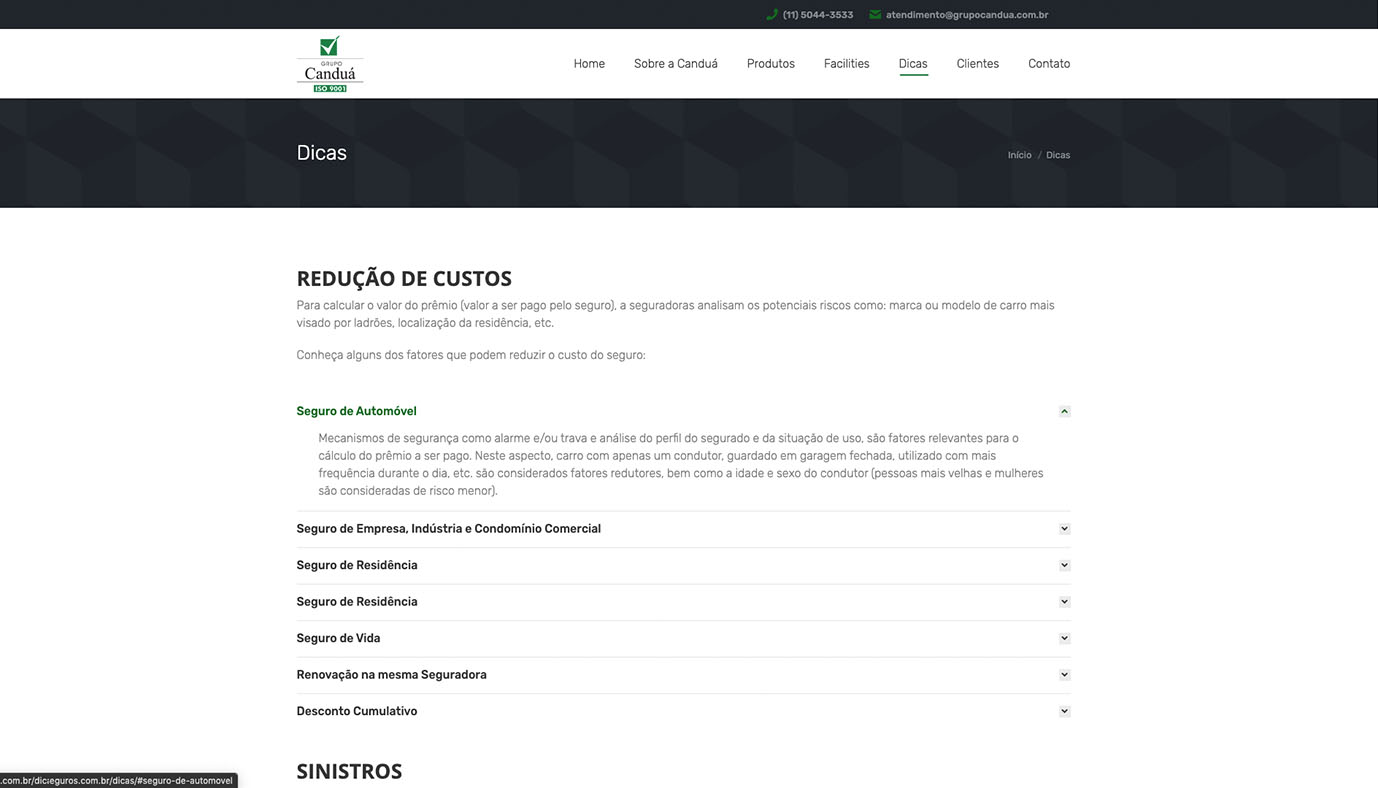 Website WordPress Restaurante Canduá Corretora de Seguros - Agência Jhma
