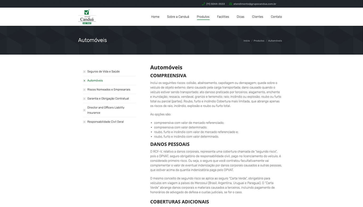 Website WordPress Restaurante Canduá Corretora de Seguros - Agência Jhma