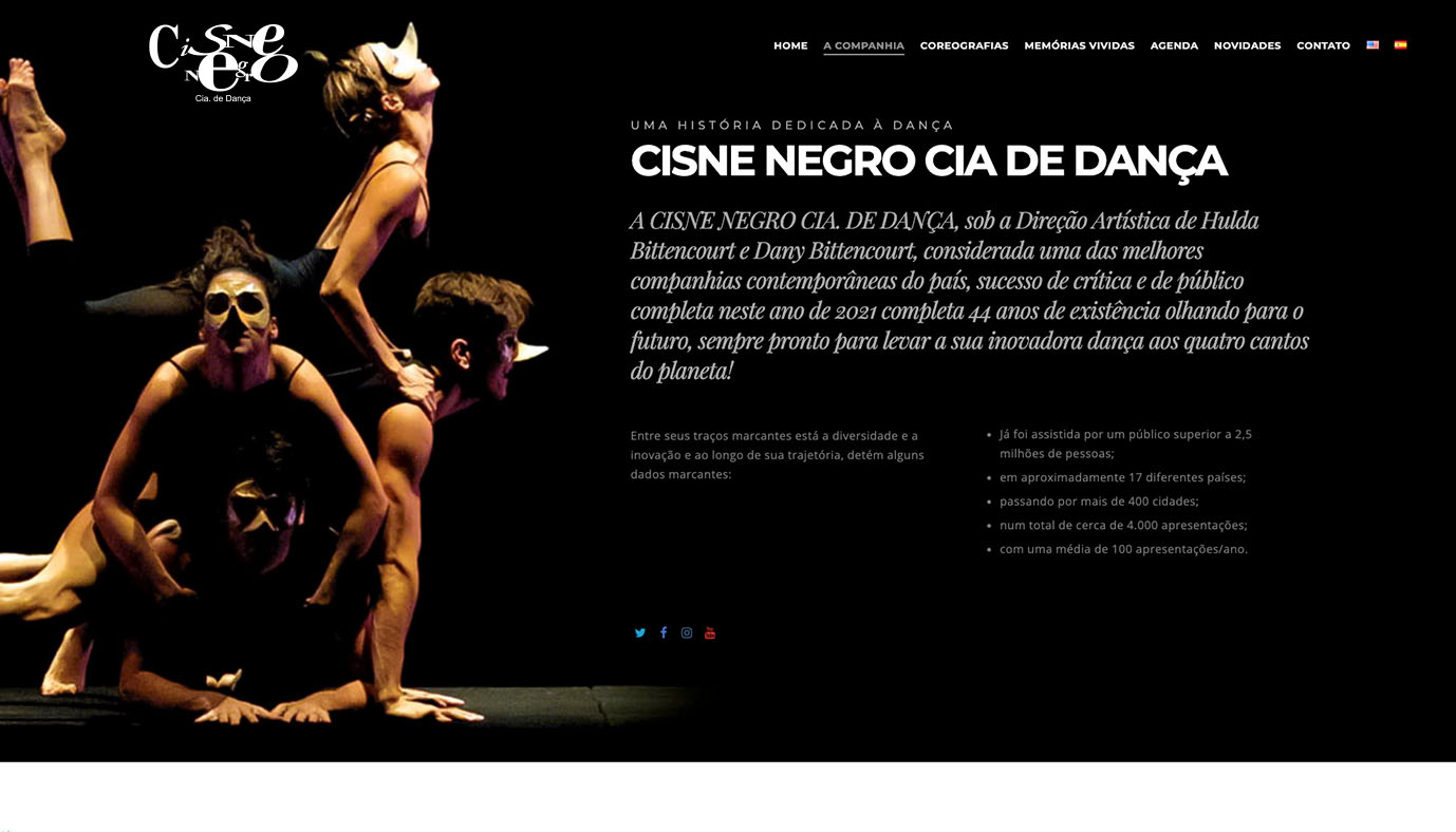 Website WordPress Cisne Negro Cia de Dança - Agência Jhma