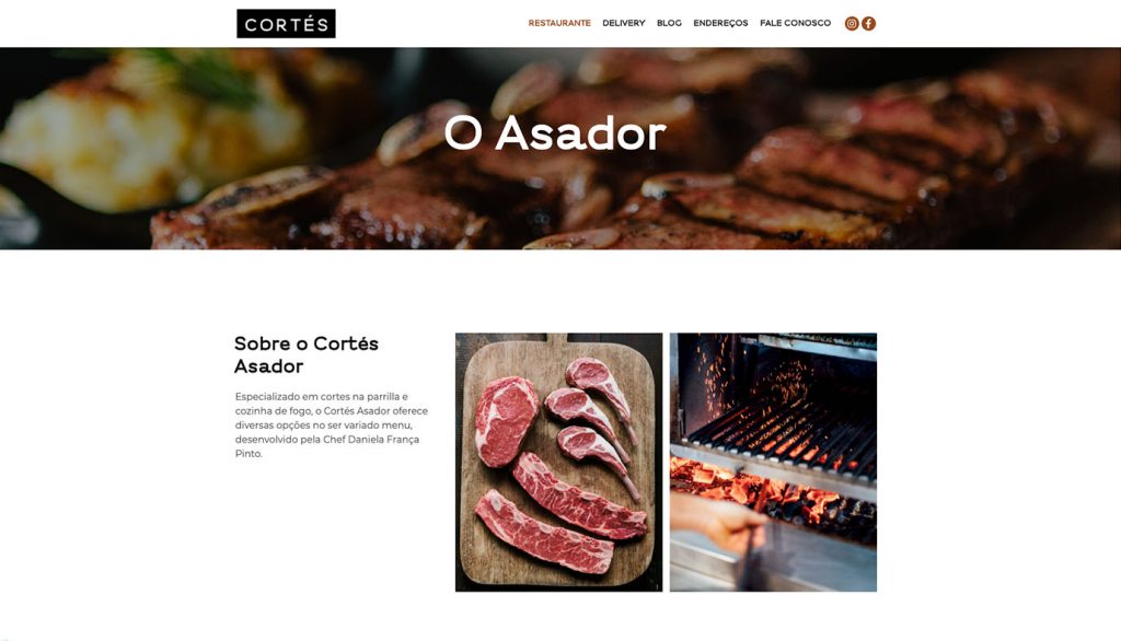 Website WordPress Restaurante Cortés Asador - Agência Jhma