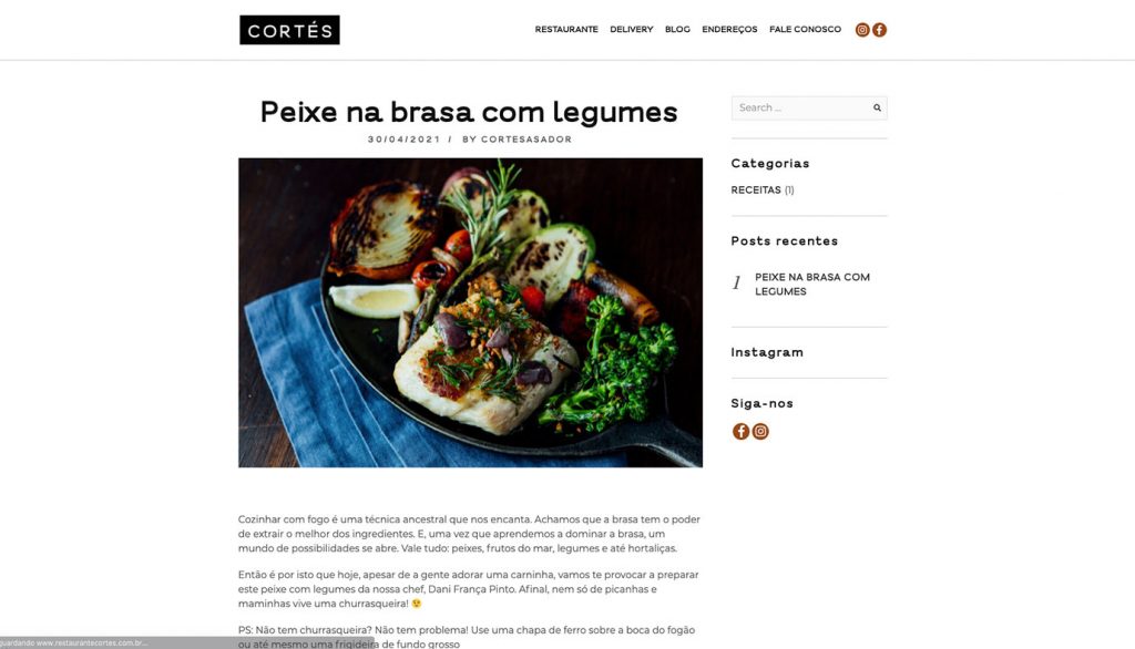Website WordPress Restaurante Cortés Asador - Agência Jhma