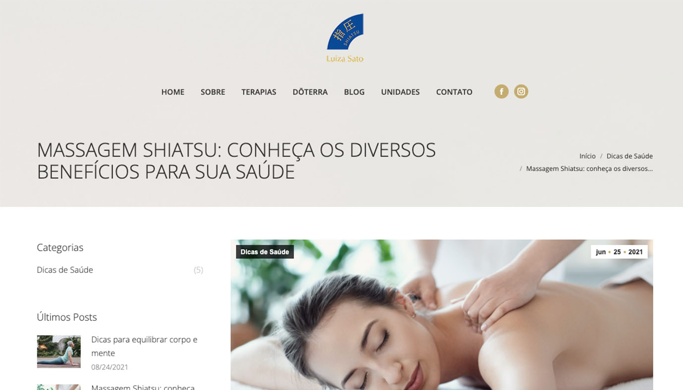 Website WordPress Shiatsu Luiza Sato - Agência Jhma